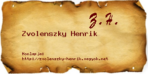 Zvolenszky Henrik névjegykártya